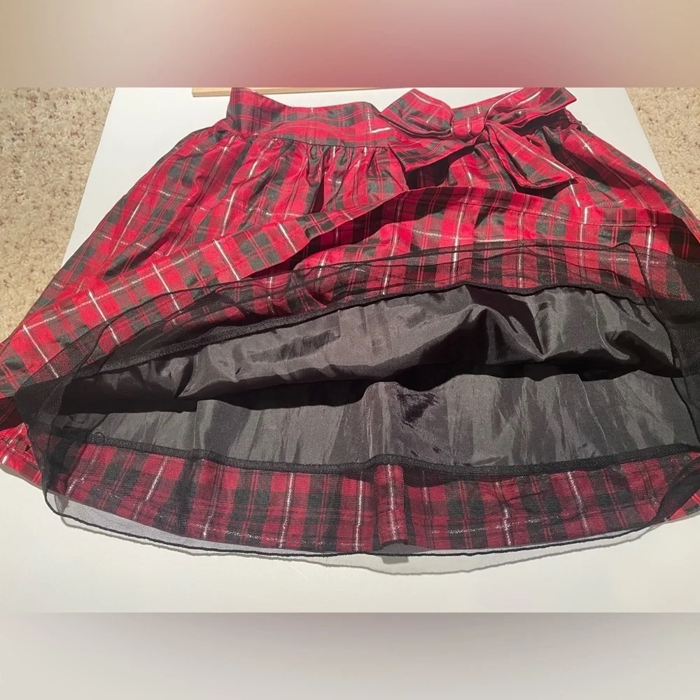 Cherokee Holiday Plaid Party Skirt Girls XL 14/16 Bow Waist, Lined, Adjustable